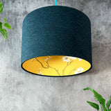 Dragonfly Linen and Mustard Cherry Blossom Lampshade