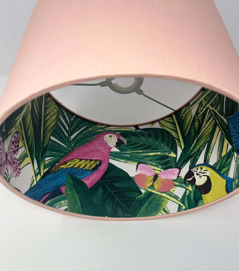 SALE Pink Cotton and Parrots Lampshade