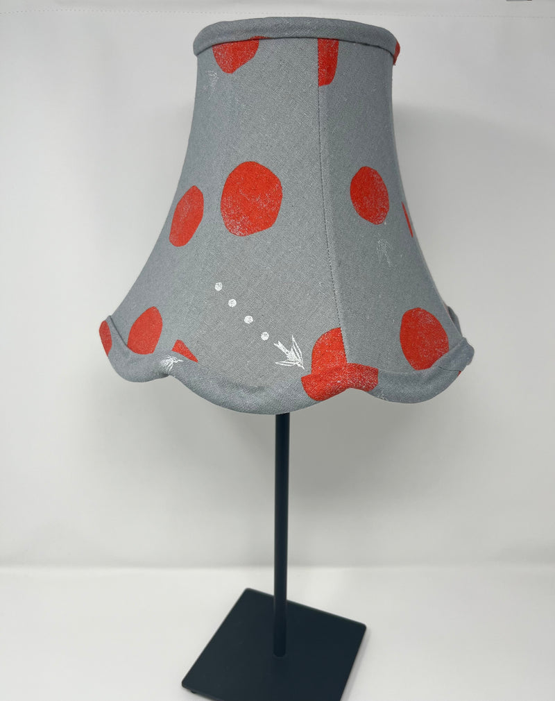 SALE Grey and Red Scallop edge Lampshade