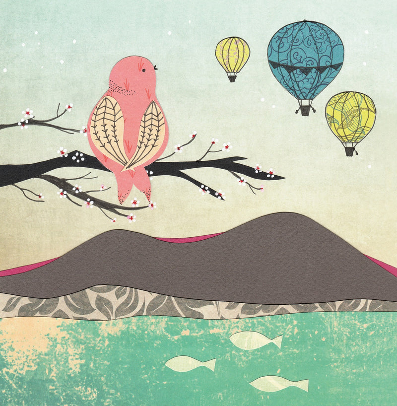 Birds and Hot Air Balloons Greetings Card