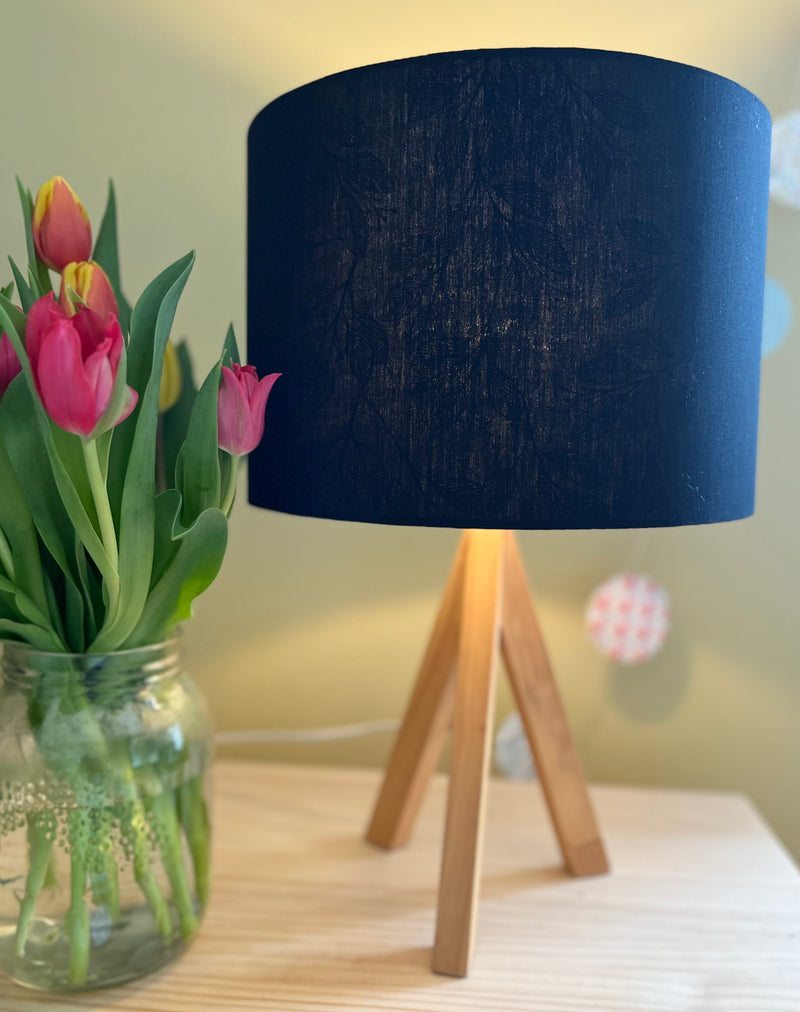 Black Cotton and Laurel Leaves Lampshade