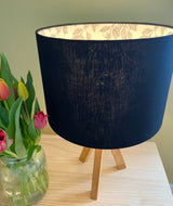 Black Cotton and Laurel Leaves Lampshade