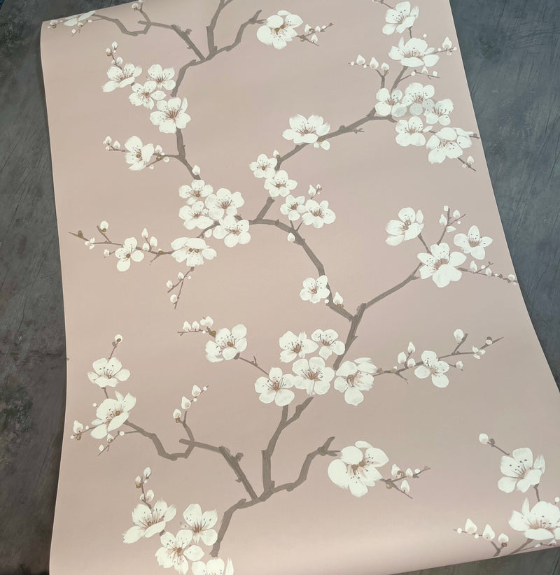Dragonfly Linen and Pink Cherry Blossom Lampshade