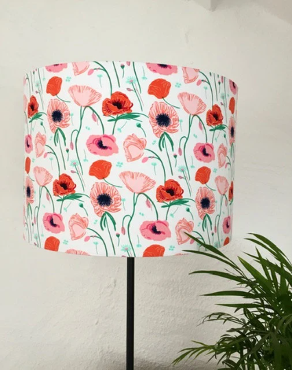 SALE 40cm Pink and Red Poppies Lampshade