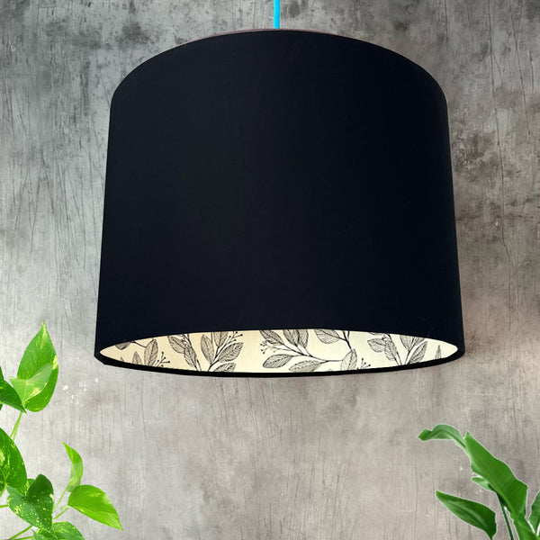 Black Cotton and Laurel Leaves Lampshade