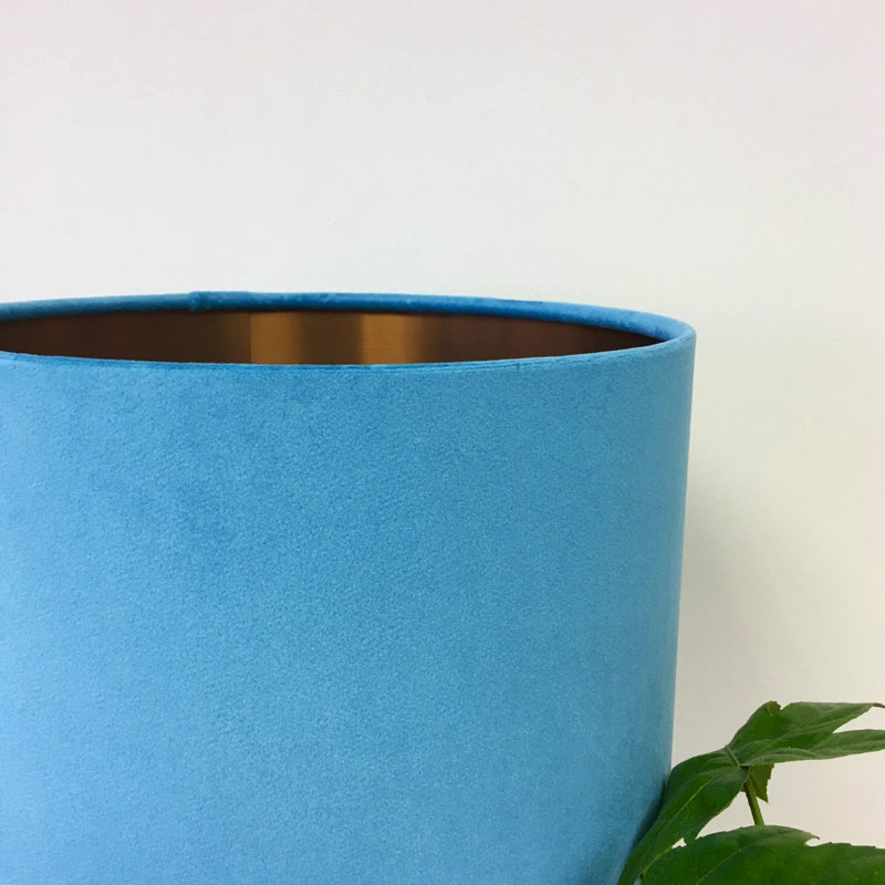 Bluebird Velvet Lampshade with Copper Liner