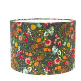 Floral Burst on Grey Lampshade