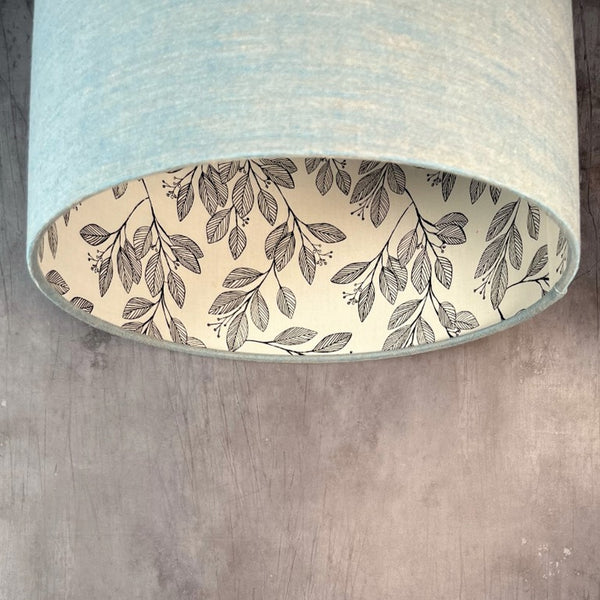 Cornflower Linen and Laurel Leaves Lampshade