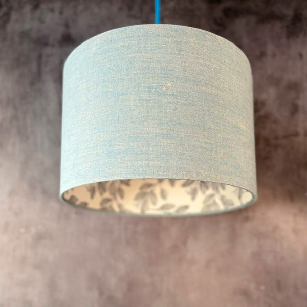 Cornflower Linen and Laurel Leaves Lampshade