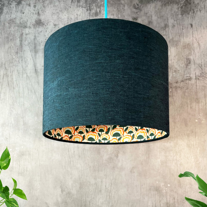 Dragonfly Linen and Retro Flower Lampshade
