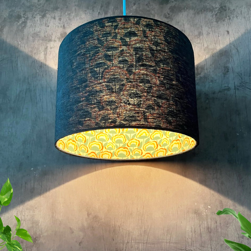 Dragonfly Linen and Retro Flower Lampshade