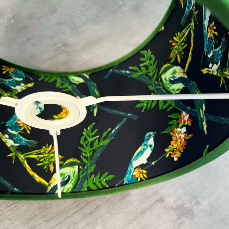 Green Velvet and Midnight Birds Lampshade