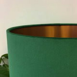 Forest Green Velvet Lampshade with Copper Liner