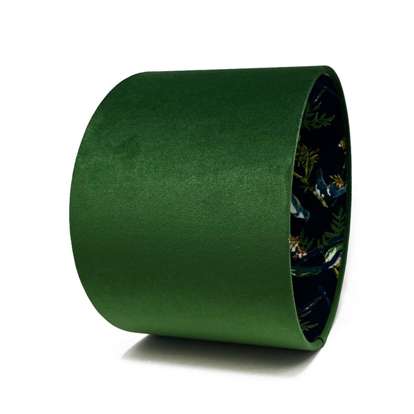 Green Velvet and Midnight Birds Lampshade