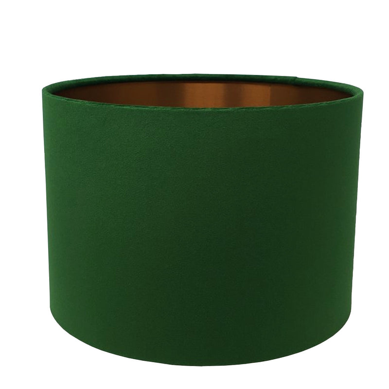 Forest Green Velvet Lampshade with Copper Liner