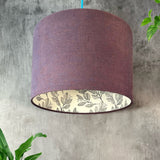 Plum Linen and Laurel Leaves Lampshade