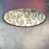 Plum Linen and Laurel Leaves Lampshade