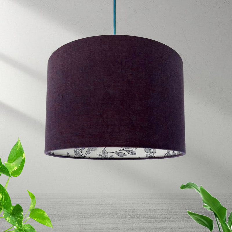 Plum Linen and Laurel Leaves Lampshade