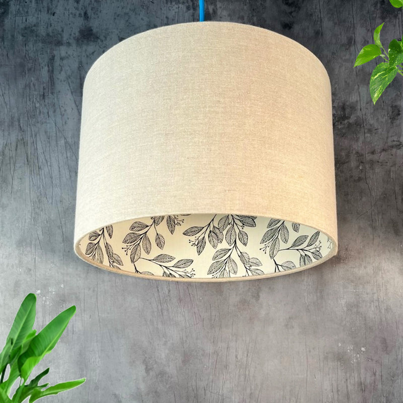 Sand Linen and Laurel Leaves Lampshade