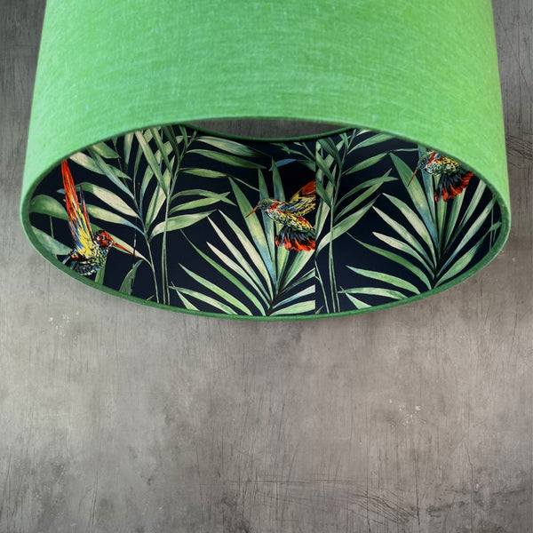 Sea Green Linen and Hummingbird Lampshade