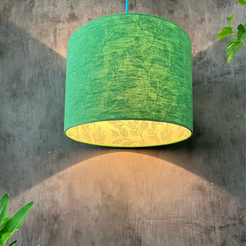 Sea Green Linen and Laurel Leaves Lampshade