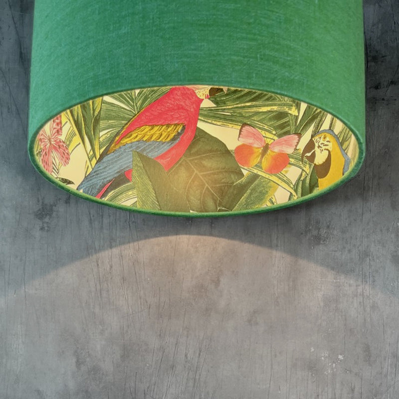 Sea Green Linen and Parrots Lampshade