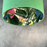 Sea Green Linen and Parrots Lampshade